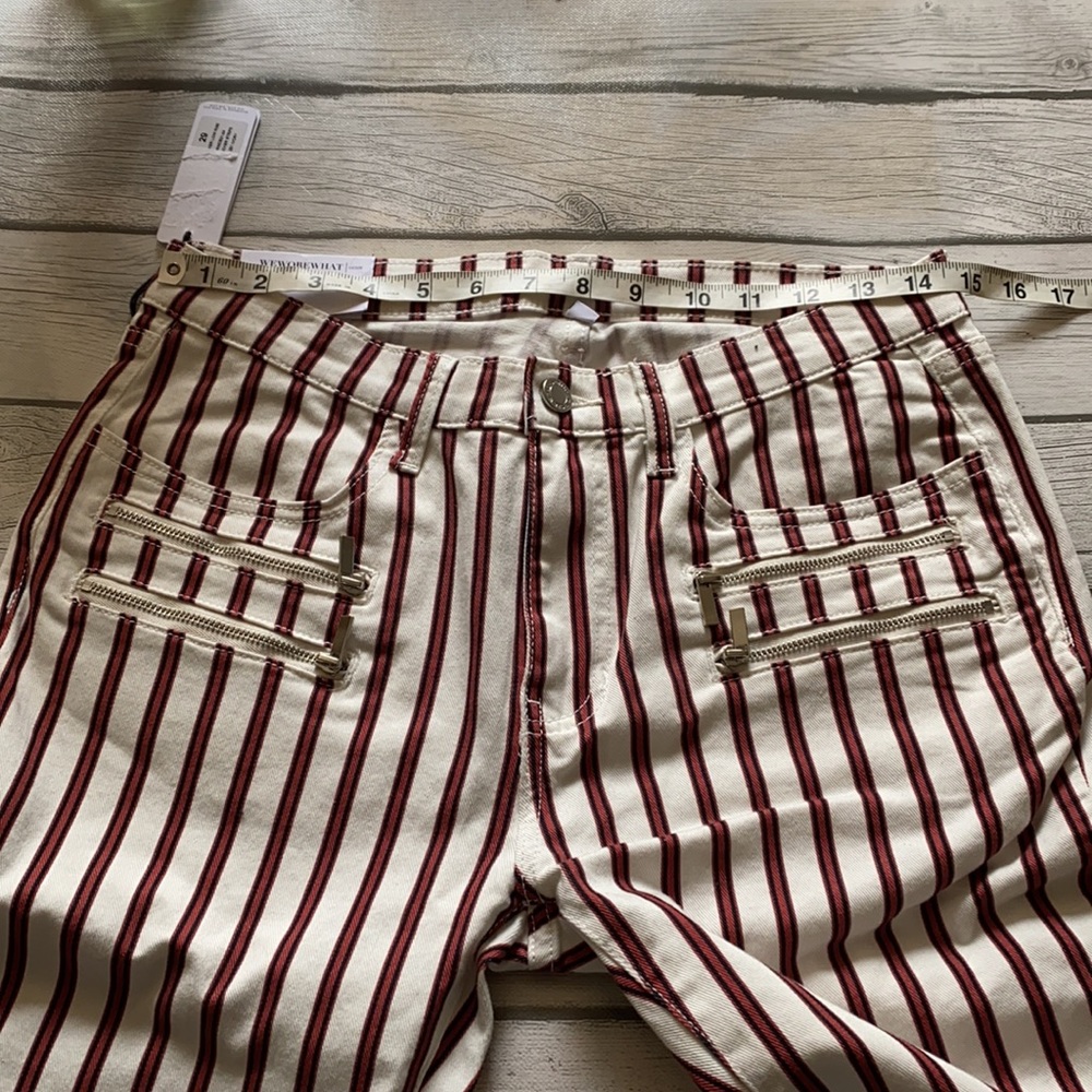 WeWoreWhat Rocker Low Rise Jeans In Ivory Stripe Size 29 - Picture 5 of 12